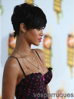 Perruques Rihanna coupées droites noires coupées populaires