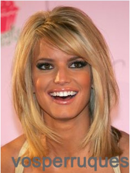 12 pouces élégant blonde longueur d'épaule droite bobs perruques Jessica Simpson