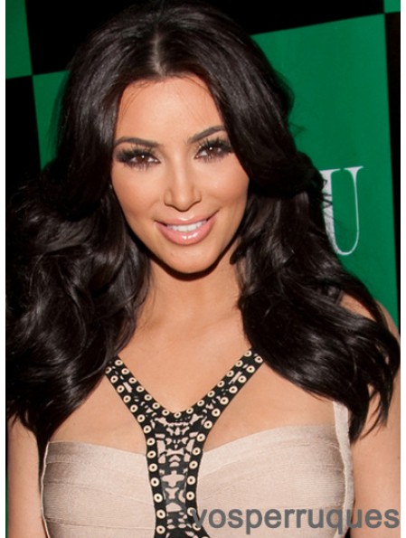 Perruques Kim Kardashian longues ondulées capless élégantes noires de 21 pouces
