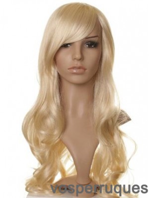 Conçue blonde longue ondulée avec des perruques de célébrités Bangs