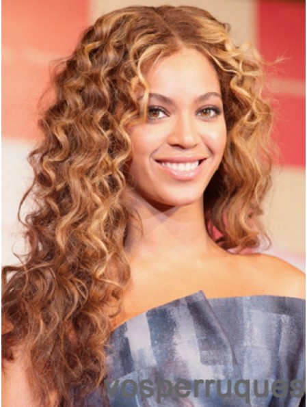 Perruques Beyonce Longues Bouclées Brunes Sans Frange Avant De Lacet 22 Pouces