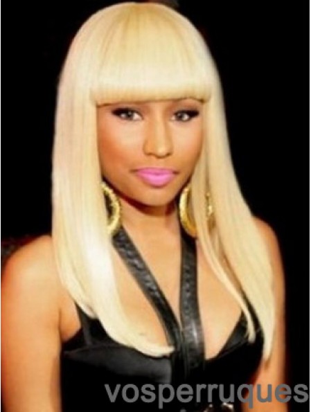 18 pouces blonde droite avec frange longues perruques sans tracas Nicki Minaj
