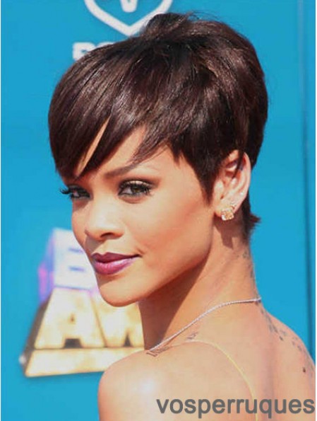 Perruques Rihanna droites sans capuchon coupées à la mode