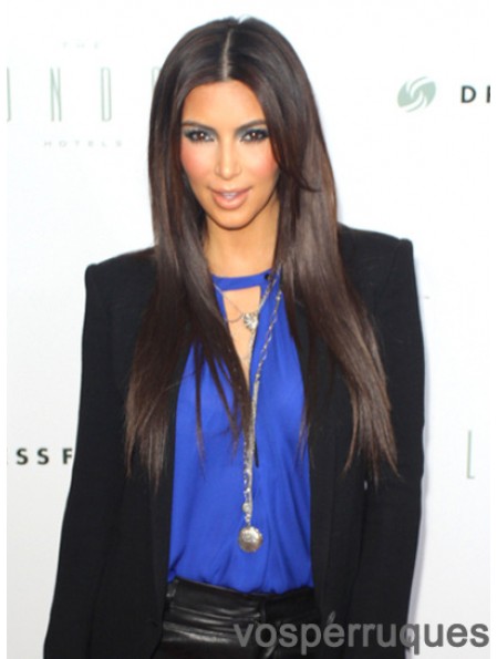 Brown Long Straight Capless Best 25 pouces Kim Kardashian perruques