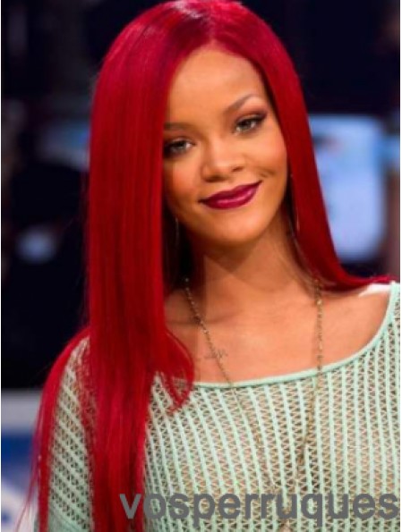 Perruque rouge Rihanna avec longue dentelle avant Remy