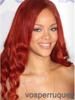 Rouge ondulé sans frange avant de lacet 20 pouces haut Rihanna perruques