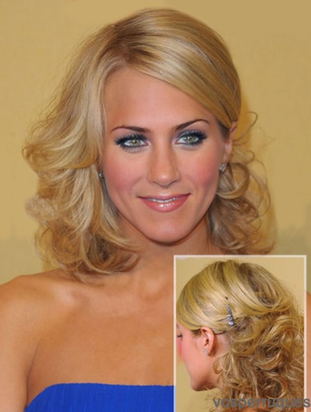 Belle blonde épaule longueur bouclés 14 pouces en couches Carrie Underwood perruques