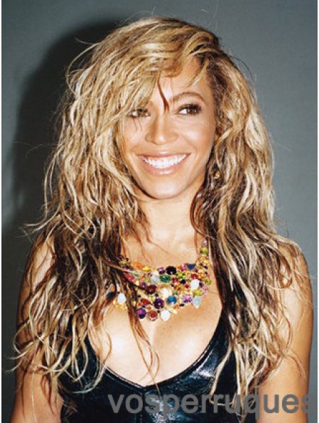 Blonde longue ondulée sans frange avant de lacet 20 pouces perruques Beyonce