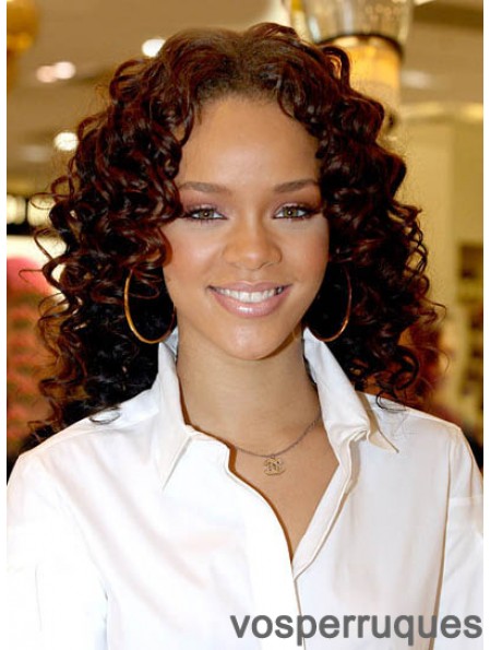 Meilleure longueur d'épaule Auburn Curly capless Rihanna perruques