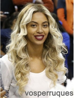 Blonde longue ondulée sans frange avant de lacet 22 pouces perruques Beyonce