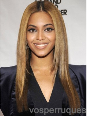 Perruques Beyonce longues et droites en dentelle marron 18 pouces