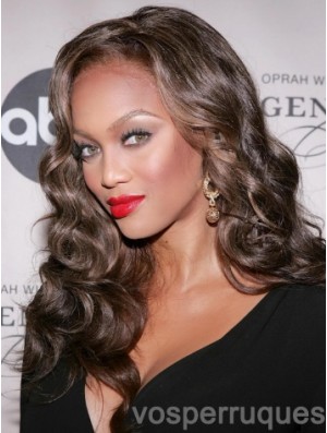 Brown Wavy Without Bangs Lace Front 20 pouces Sassy Tyra Banks perruques
