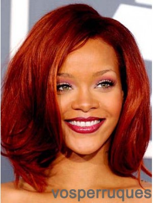 Red Wavy Without Bangs Lace Front 12 pouces New Rihanna Perruques