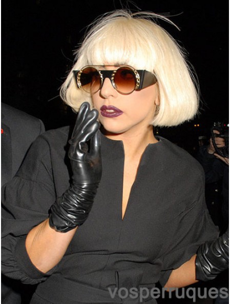 10 pouces naturel menton longueur droite Bobs Lady Gaga perruques