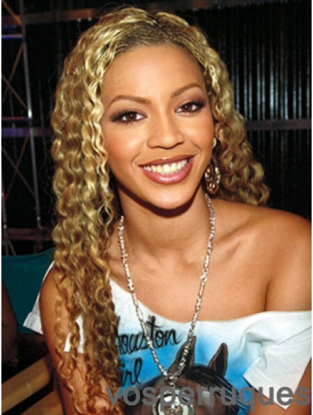Blonde longue bouclée sans frange avant de lacet perruques Beyonce de 24 pouces