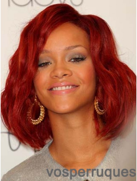 Rouge ondulé sans frange avant de lacet 12 pouces élégant Rihanna perruques