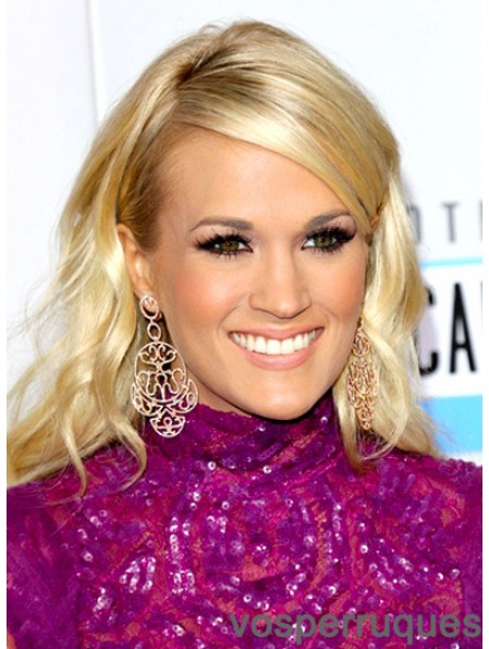 Blonde naturelle longue ondulée 18 pouces avec des perruques Bangs Carrie Underwood
