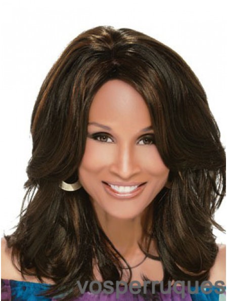 Perruques Beverly Johnson noires en dentelle pleine longueur ondulée en couches 14 pouces