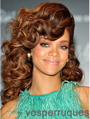 Brown Curly Layered Lace Front 18 pouces Perruques Rihanna incroyables