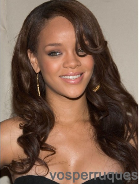 Perruques Rihanna fabuleuses en couches noires ondulées 100% liées à la main de 20 pouces