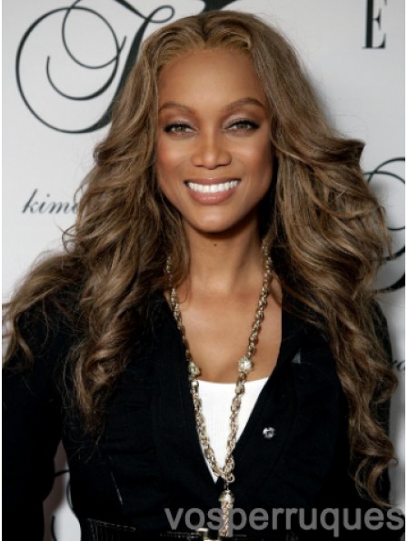 Brown Wavy Without Bangs Lace Front 24  inchIdeal Tyra Banks Perruques