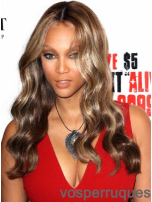 Brown Wavy Without Bangs Lace Front 20  inchPerruques Tyra Banks de haute qualité