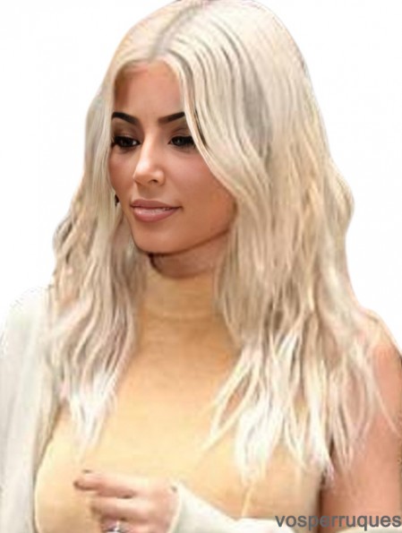 Blonde Longue Avant de Lacet 20  inchPerruques Ondulées de Cheveux Humains Remy Kim Kardashian