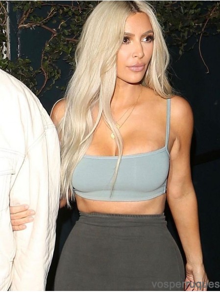 Perruque droite en dentelle blonde 25  inchcheveux longs remy de Kim Kardashian perruques