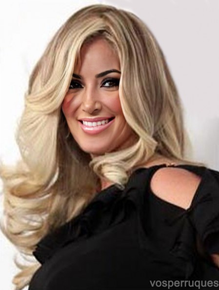 Ondulé longue blonde 20  inchcouches synthétiques avant de lacet perruques Kim Zolciak