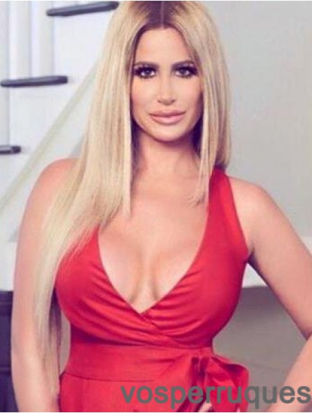 Perruques Kim Zolciak Blondes Synthétiques Longues Layered Lace Front Long 27  inch