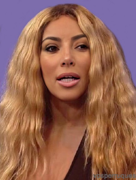 Wavy Capless longue blonde 16  inchsans frange synthétique Wendy Williams perruques