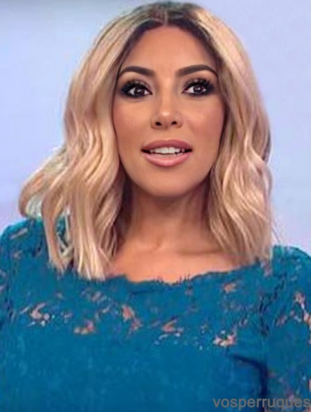 Lace Front Synthetic 14  inchLongueur d'épaule Blonde Sans Frange Wavy Wendy Williams Perruques