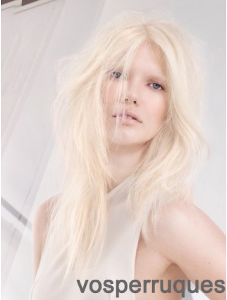 Lace Front Sans Frange Longue Droite 18 pouces Platinum Blonde Soft Fashion Perruques