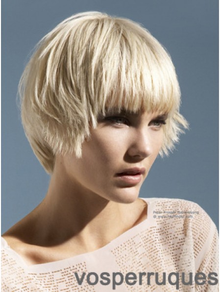 Monofilament Boycuts Short Straight 10  inchPlatinum Blonde Perruques de mode pratiques