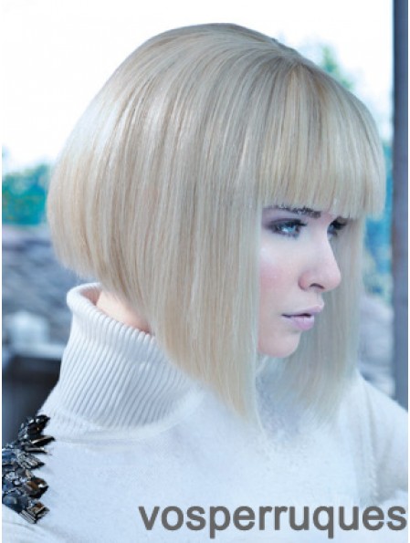 Lace Front Bobs Chin Longueur Droite 12 pouces Platinum Blonde No-Fuss Fashion Perruques