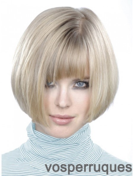 Monofilament Bobs court droit 10 pouces platine platine style blonde perruques de mode