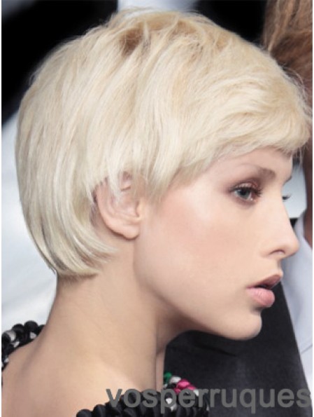 Monofilament Boycuts Short Straight 8  inchPlatinum Blonde Incredible Fashion Perruques