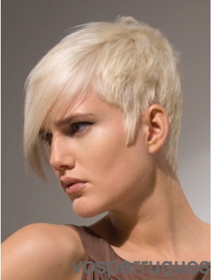 Capless Boycuts Short Straight 8  inchPlatinum Blonde Perruques de mode élégantes