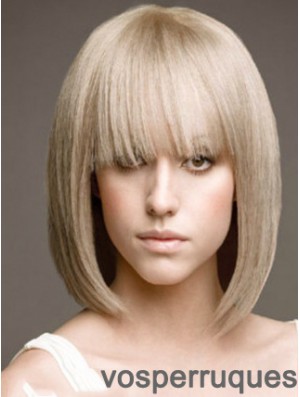 Full Lace Bobs Chin Longueur Droite 12  inchPlatinum Blonde Beautiful Fashion Perruques