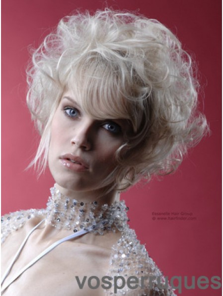 Monofilament Gris Court Bouclés 10 pouces Platine Blonde Perfect Fashion Perruques