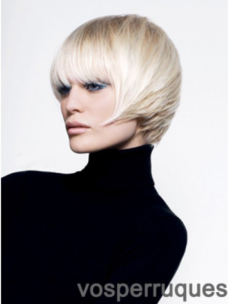 Monofilament Bobs court droit 8  inchPlatinum Blonde perruques de mode confortables