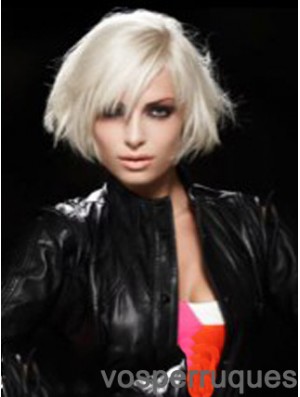 Lace Front Layered Short Straight 12 pouces Platinum Blonde perruques de mode confortables