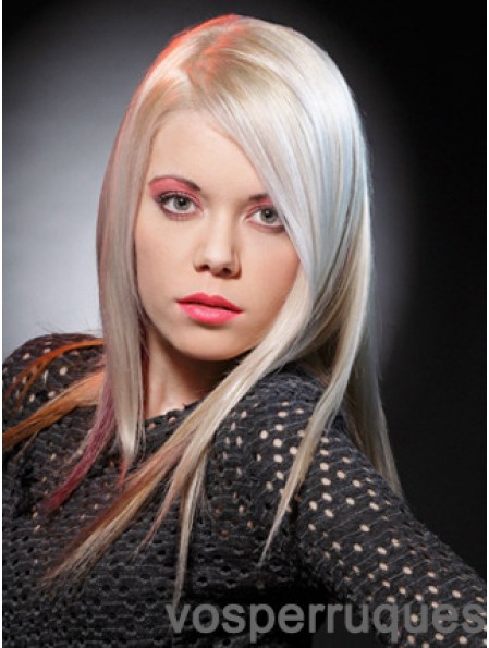 Lace Front Sans Frange Longue Droite 16  inchPlatinum Blonde Perruques De Mode Bon