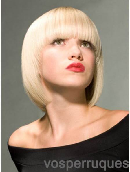 Full Lace Bobs Chin Longueur Droite 10 pouces Platinum Blonde Perruques de mode en ligne