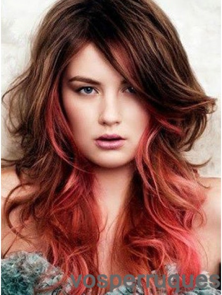 Great Ombre / 2 Tone Long Wavy With Bangs 22  inchHuman Lace Wigs