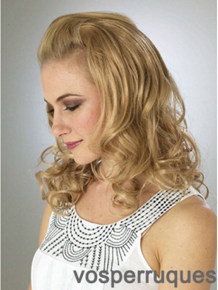 Demi-perruques synthétiques durables ondulées blondes ondulées