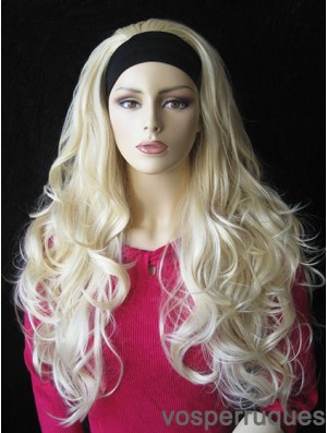 Longues perruques synthétiques naturelles blondes ondulées