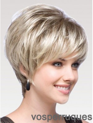 Capless Straight Layered Short 8  inchPerruques de cheveux humains modernes
