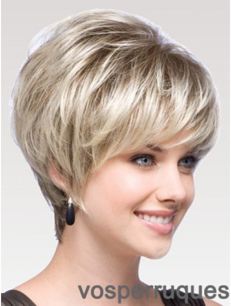 Capless Straight Layered Short 8  inchPerruques de cheveux humains modernes