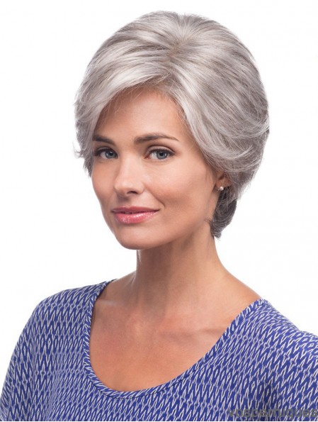 Pas cher perruques avant de lacet UK gris coupe droite Style courte longueur